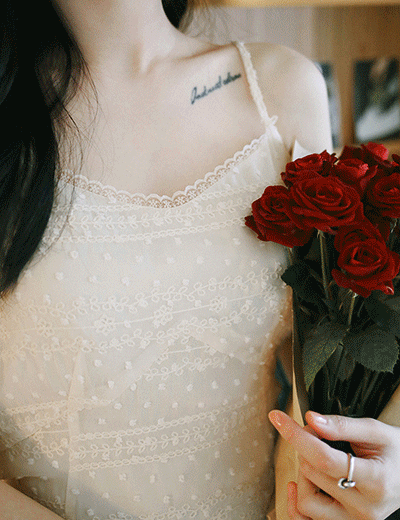 Amelie dress line.flower embroidery slip dress