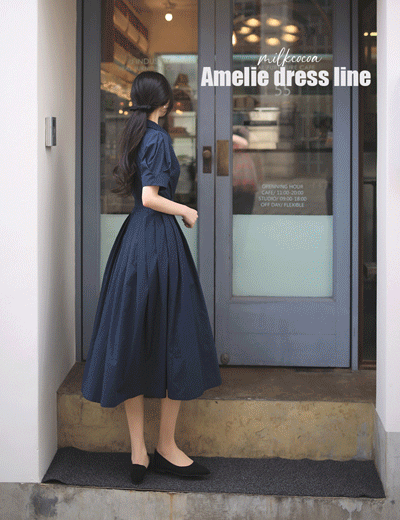Amelie dress line.Navy shirt dress