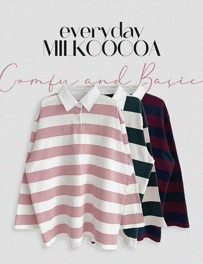 Event 10%.Milkcocoa Everyday.Classic Striped Rugby Shirt