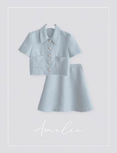 Amelie line.lumire blue tweed skirt